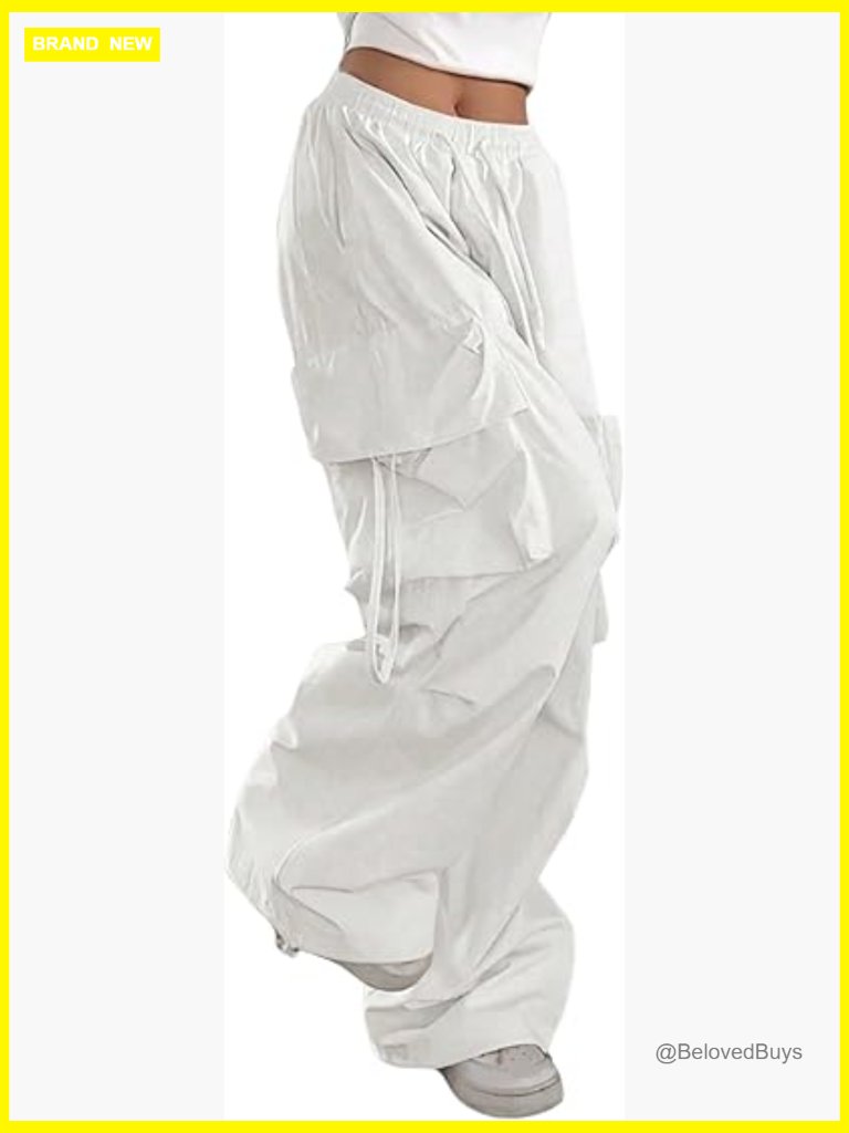 Baggy Cargo Pants Parachute Trousers Low Rise Wide Leg Dressy Travel Work Pants